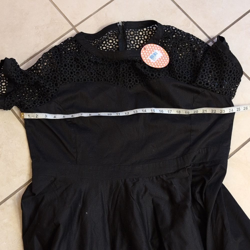 NWT Dolly And Dotty Tess Sleeved Formal Lace Midi Dress Black A-Line Retro Sz 22 - Picture 11 of 16